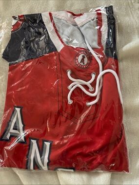 Los Angeles Angels Red Lace-Up Baseball Jersey